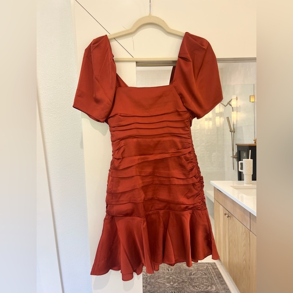 Satin ruched mini dress - Picture 6 of 7